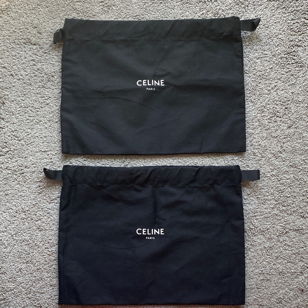Celine Black Canvas Dust Bags with White Logo - Set of 2